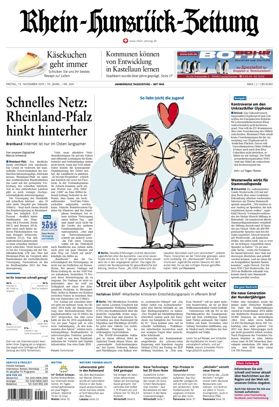 Rhein-Hunsrück-Zeitung vom Freitag, 13.11.2015