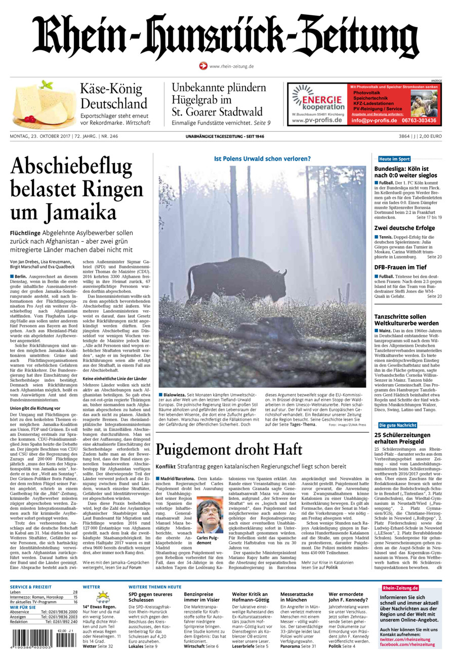 Rhein-Hunsrück-Zeitung vom Montag, 23.10.2017