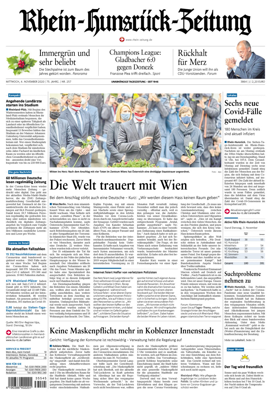 Rhein-Hunsrück-Zeitung vom Mittwoch, 04.11.2020