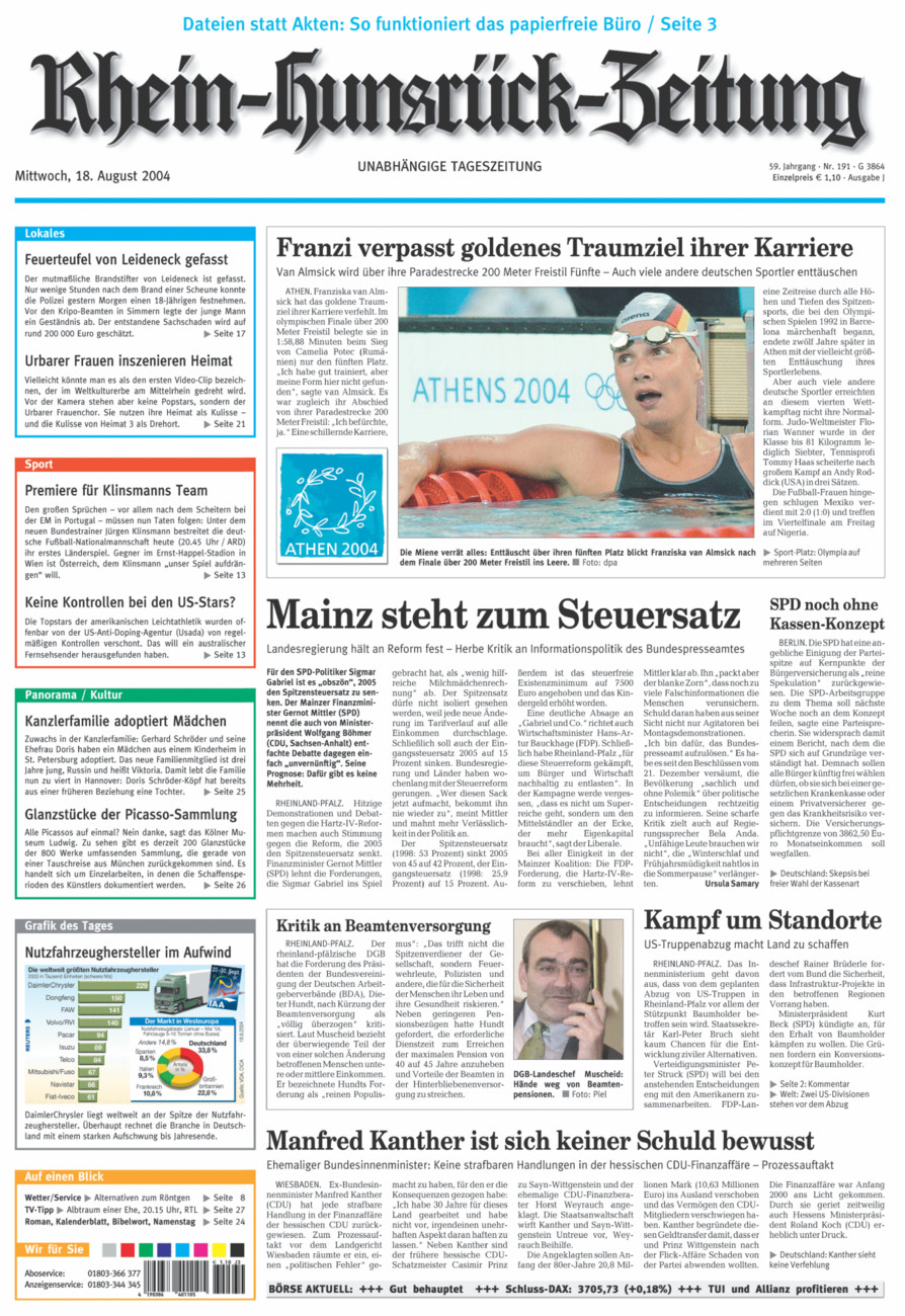 Rhein-Hunsrück-Zeitung vom Mittwoch, 18.08.2004