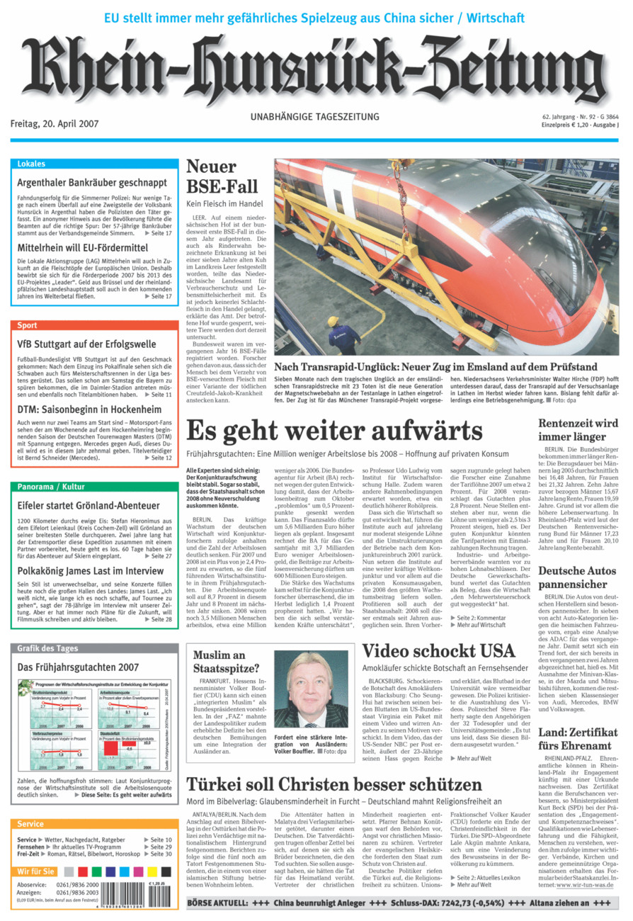 Rhein-Hunsrück-Zeitung vom Freitag, 20.04.2007