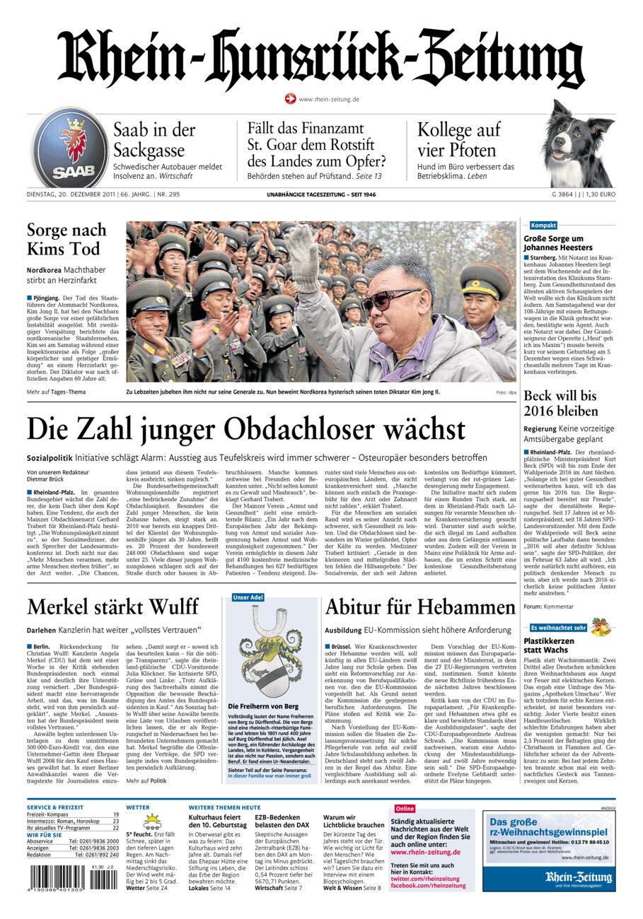 Rhein-Hunsrück-Zeitung vom Dienstag, 20.12.2011