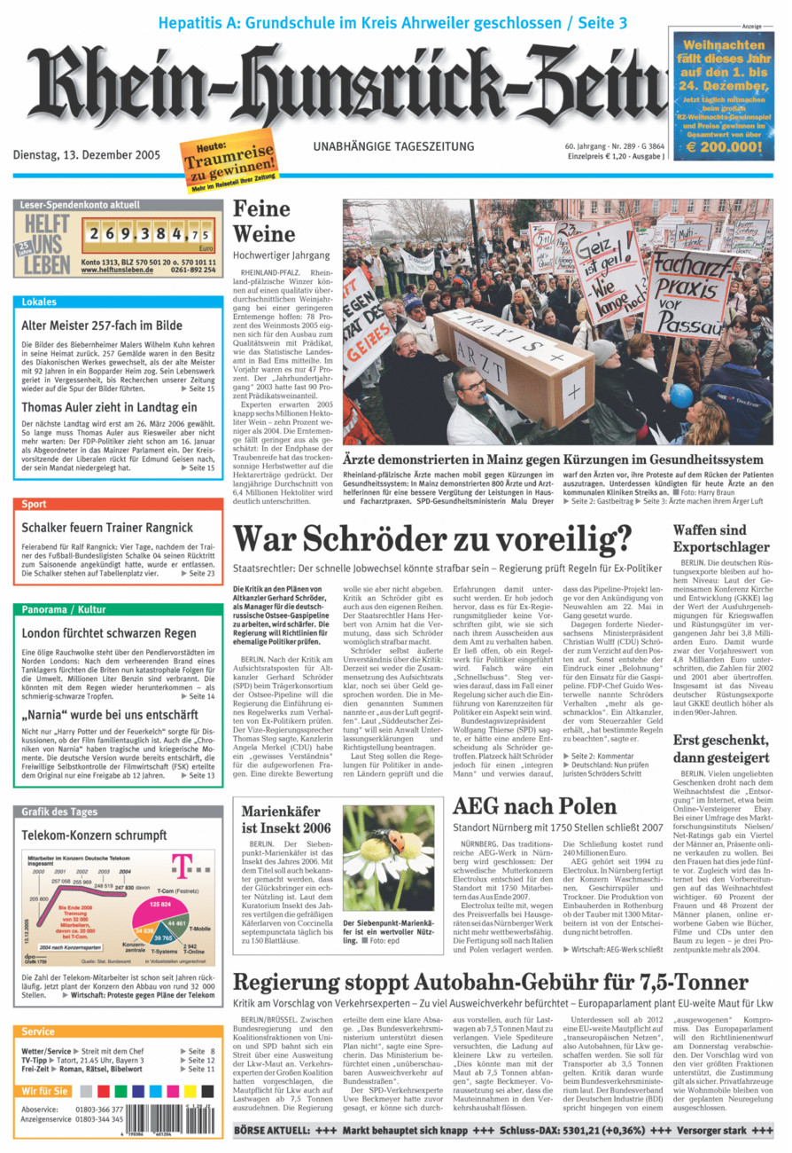 Rhein-Hunsrück-Zeitung vom Dienstag, 13.12.2005