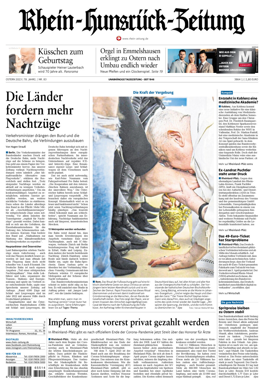 Rhein-Hunsrück-Zeitung vom Samstag, 08.04.2023