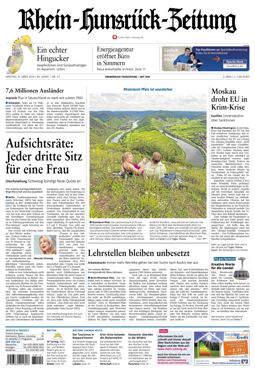 Rhein-Hunsrück-Zeitung vom Samstag, 08.03.2014