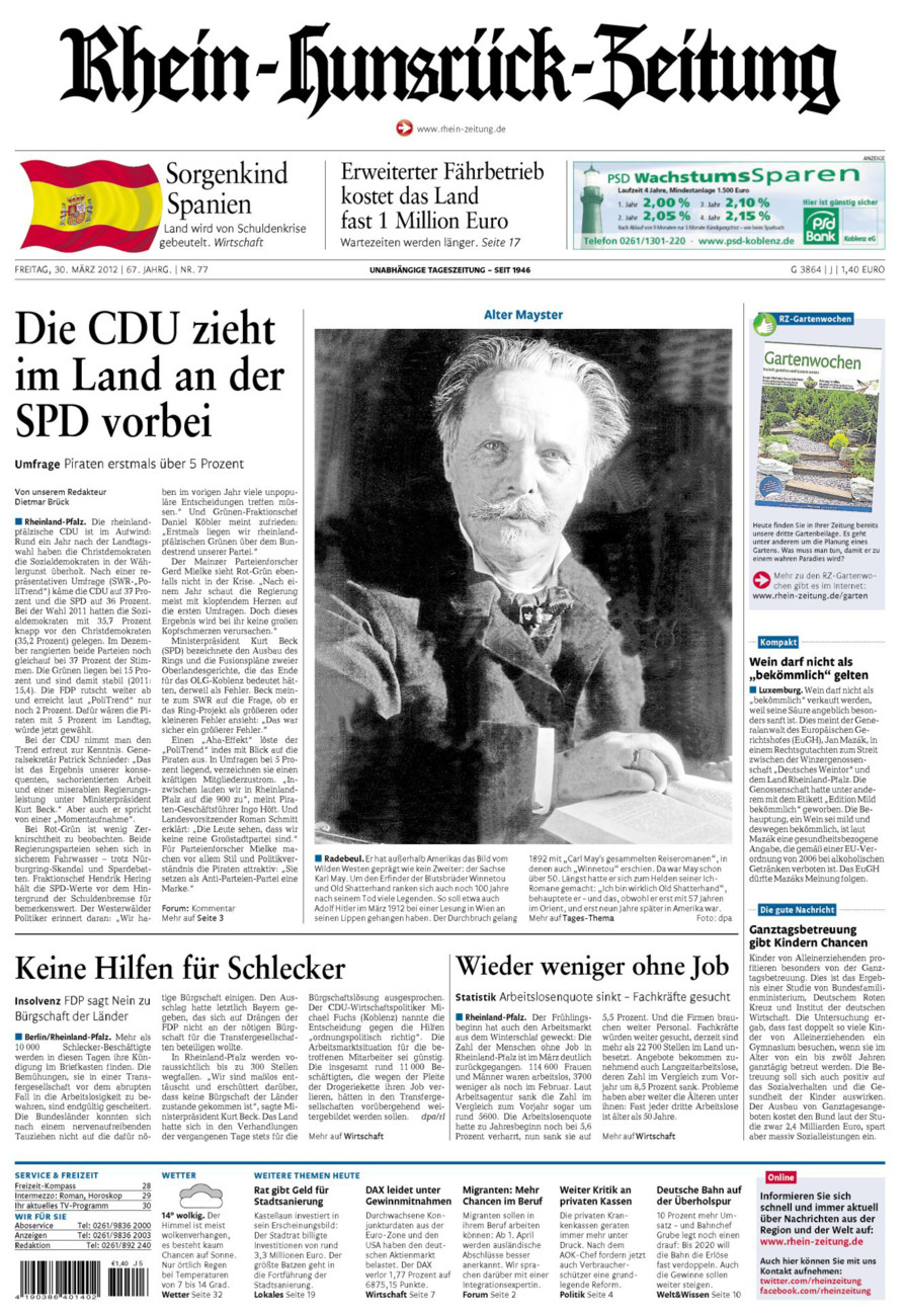 Rhein-Hunsrück-Zeitung vom Freitag, 30.03.2012