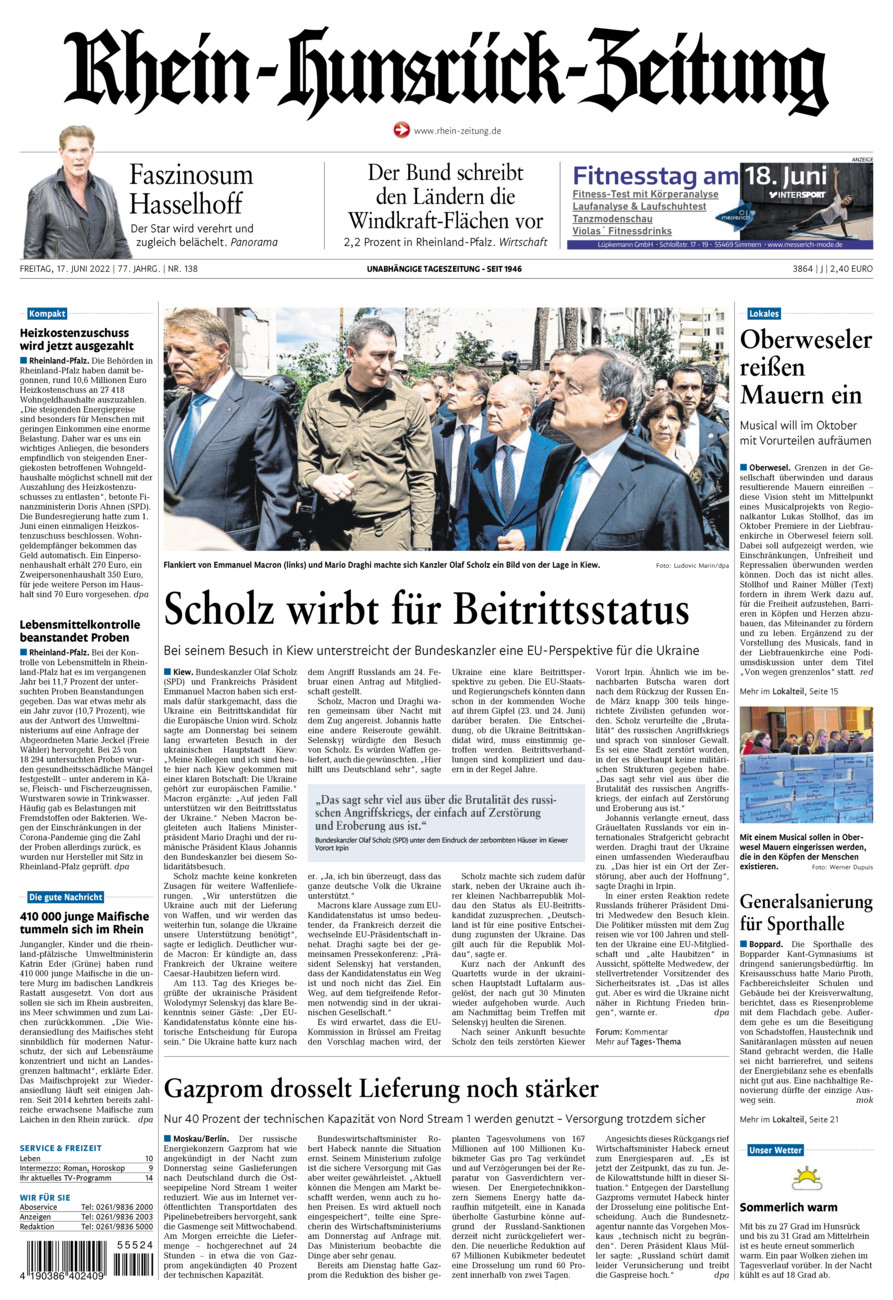 Rhein-Hunsrück-Zeitung vom Freitag, 17.06.2022