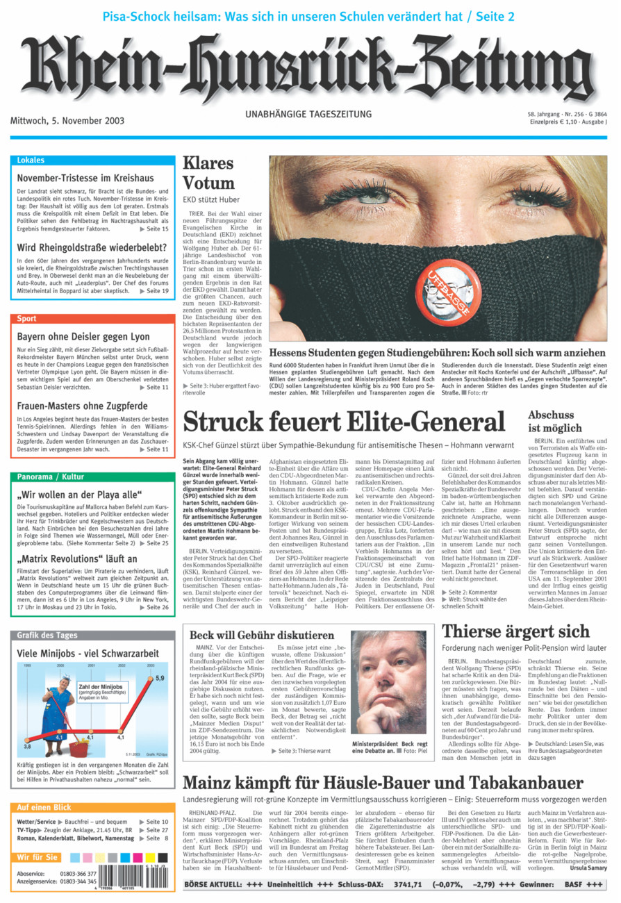 Rhein-Hunsrück-Zeitung vom Mittwoch, 05.11.2003