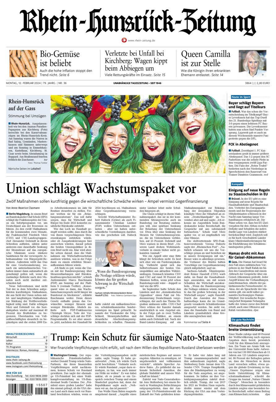 Rhein-Hunsrück-Zeitung vom Montag, 12.02.2024
