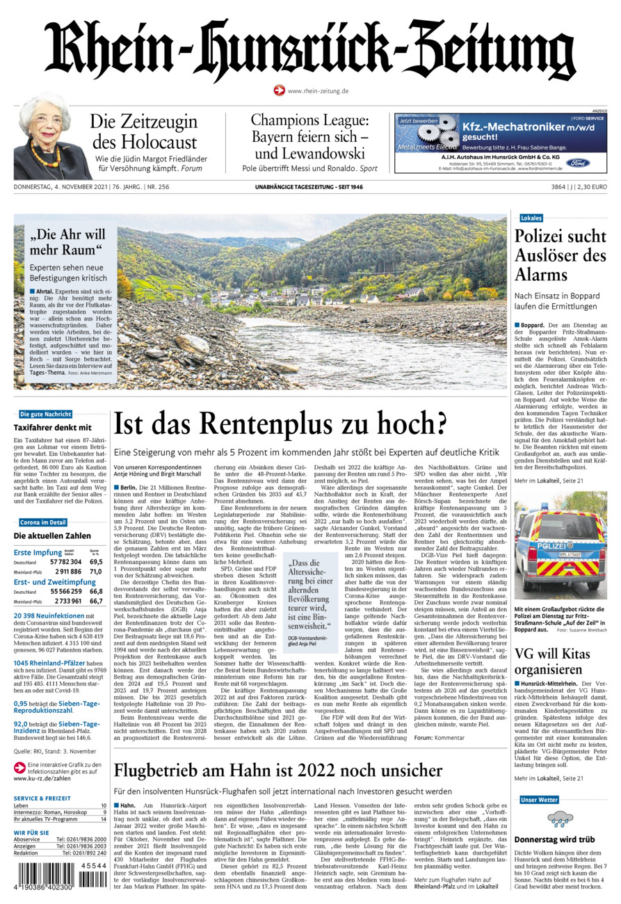 Rhein-Hunsrück-Zeitung vom Donnerstag, 04.11.2021