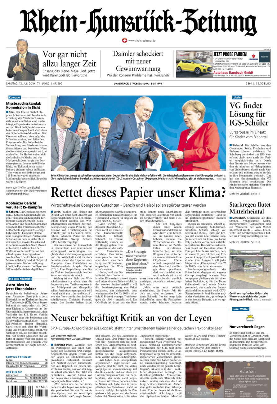 Rhein-Hunsrück-Zeitung vom Samstag, 13.07.2019