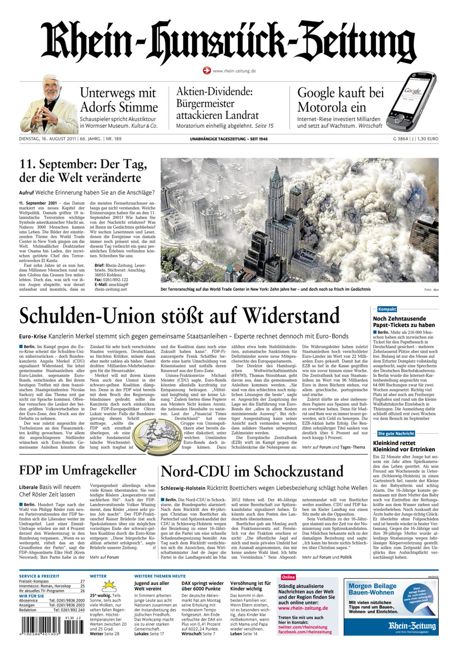 Rhein-Hunsrück-Zeitung vom Dienstag, 16.08.2011