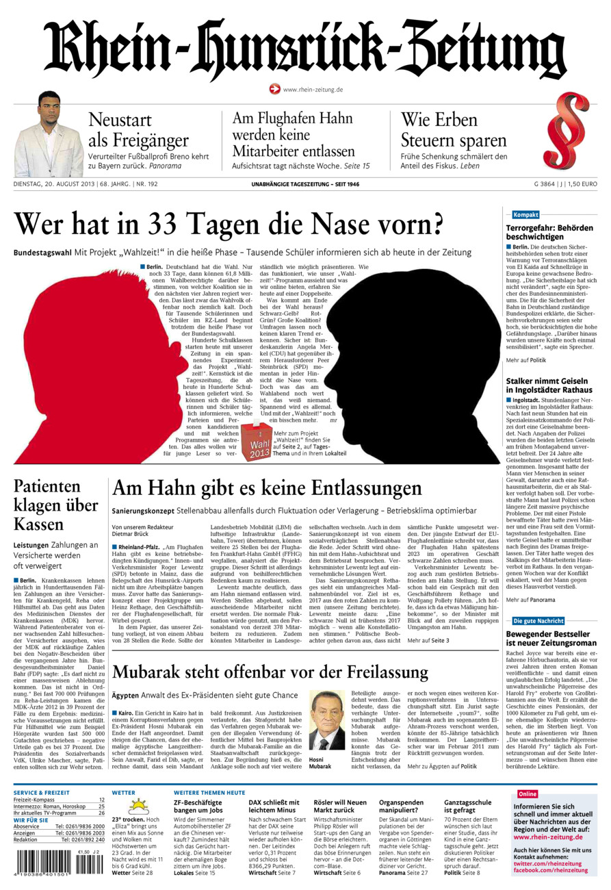 Rhein-Hunsrück-Zeitung vom Dienstag, 20.08.2013