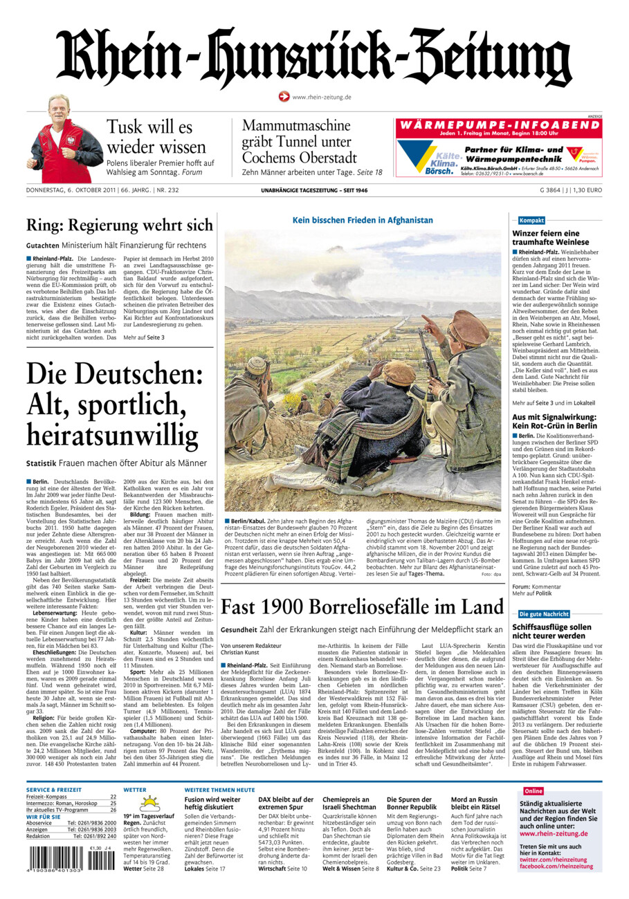 Rhein-Hunsrück-Zeitung vom Donnerstag, 06.10.2011