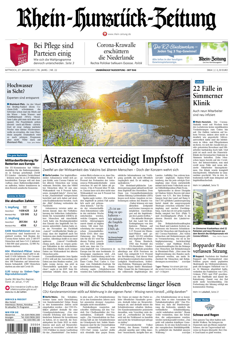 Rhein-Hunsrück-Zeitung vom Mittwoch, 27.01.2021