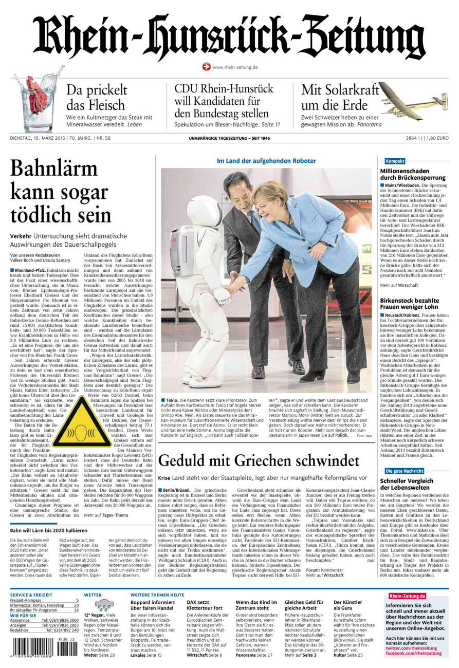 Rhein-Hunsrück-Zeitung vom Dienstag, 10.03.2015