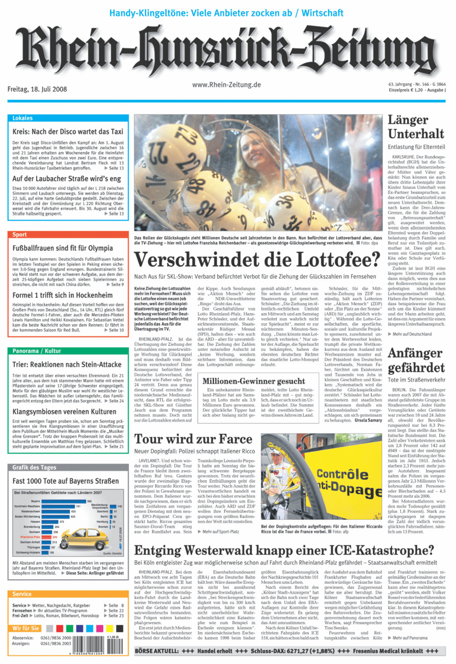 Rhein-Hunsrück-Zeitung vom Freitag, 18.07.2008