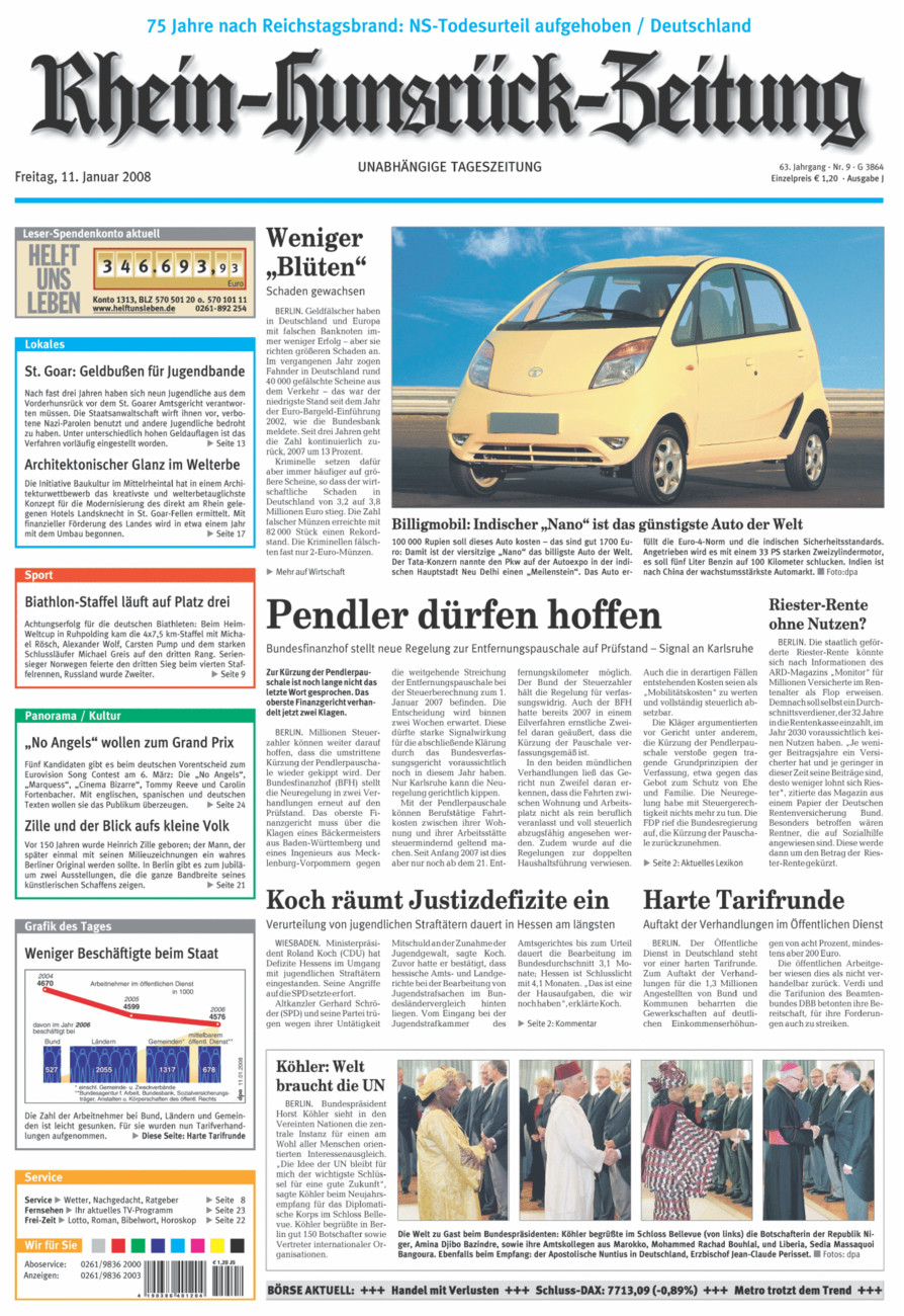 Rhein-Hunsrück-Zeitung vom Freitag, 11.01.2008