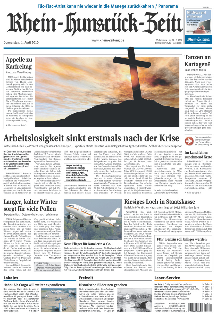 Rhein-Hunsrück-Zeitung vom Donnerstag, 01.04.2010