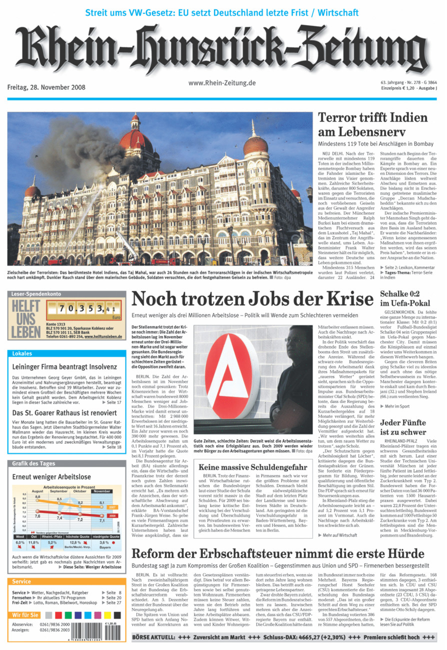 Rhein-Hunsrück-Zeitung vom Freitag, 28.11.2008