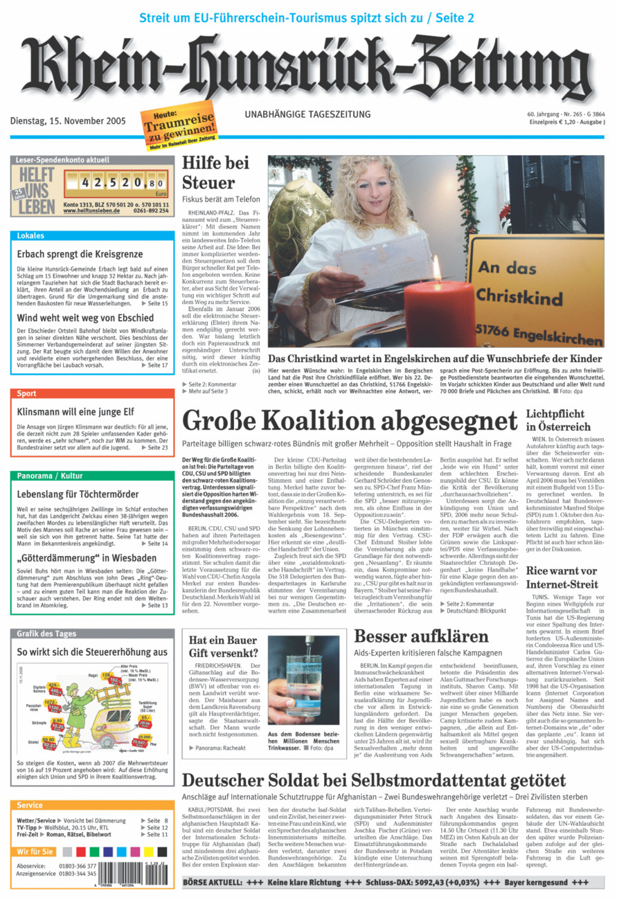 Rhein-Hunsrück-Zeitung vom Dienstag, 15.11.2005