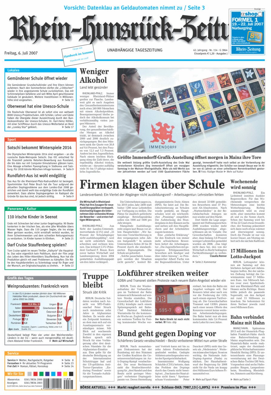 Rhein-Hunsrück-Zeitung vom Freitag, 06.07.2007