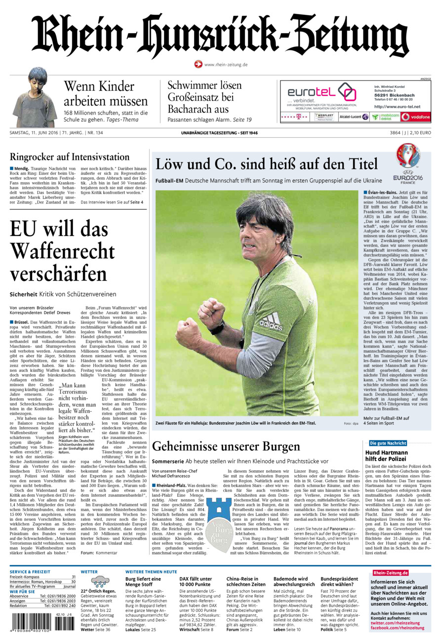 Rhein-Hunsrück-Zeitung vom Samstag, 11.06.2016