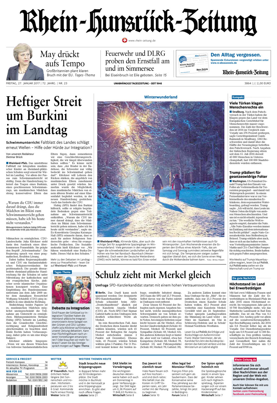 Rhein-Hunsrück-Zeitung vom Freitag, 27.01.2017