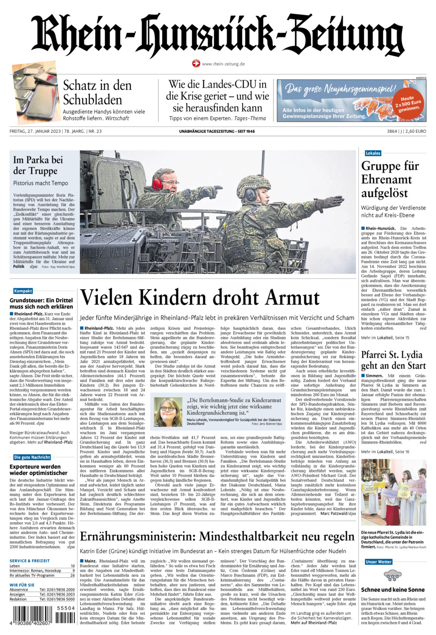 Rhein-Hunsrück-Zeitung vom Freitag, 27.01.2023