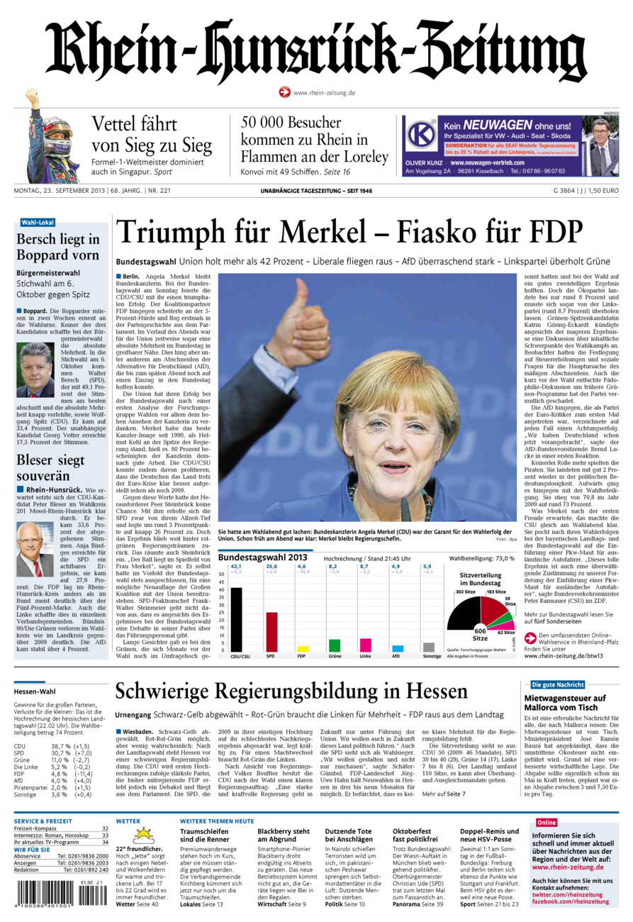 Rhein-Hunsrück-Zeitung vom Montag, 23.09.2013