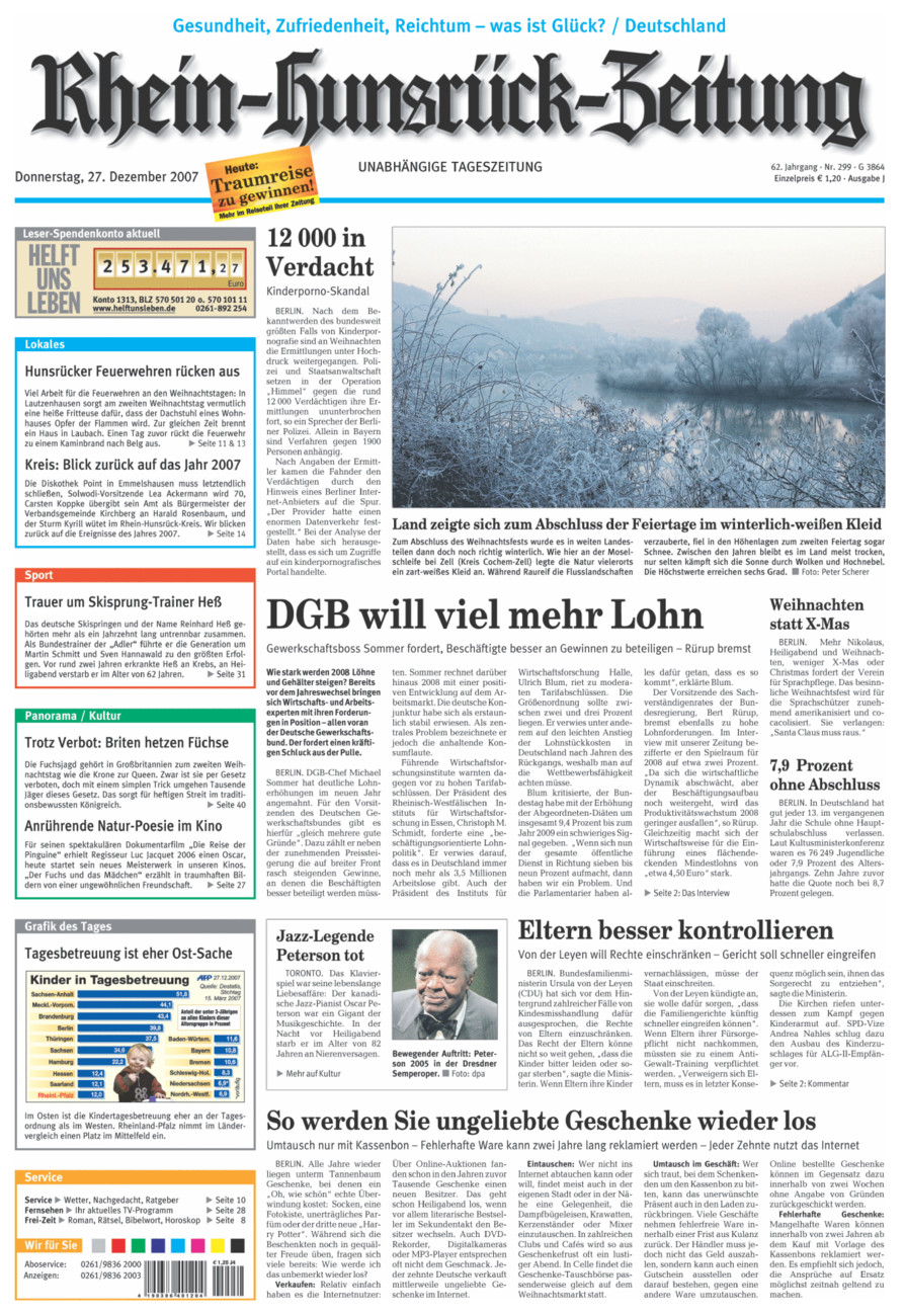 Rhein-Hunsrück-Zeitung vom Donnerstag, 27.12.2007