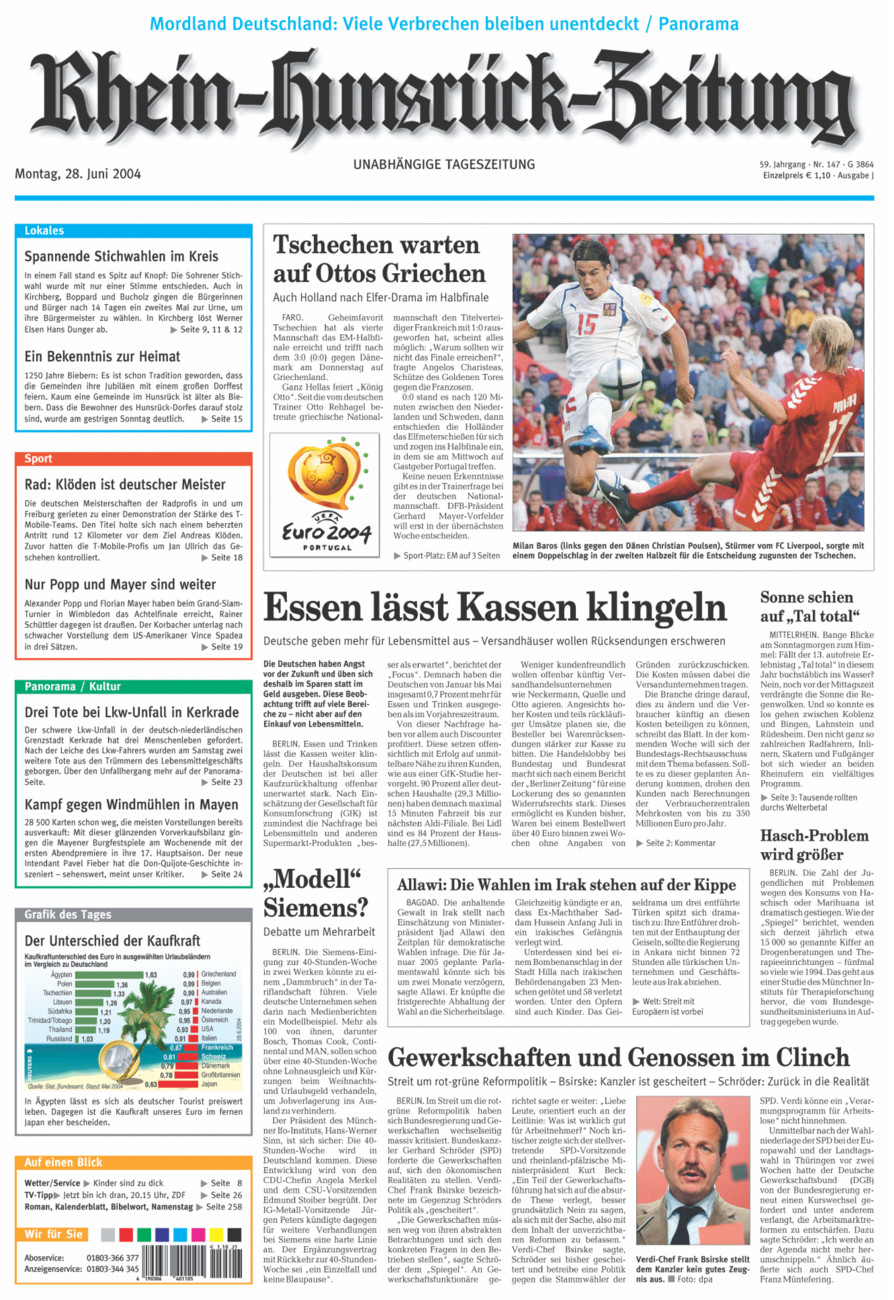 Rhein-Hunsrück-Zeitung vom Montag, 28.06.2004