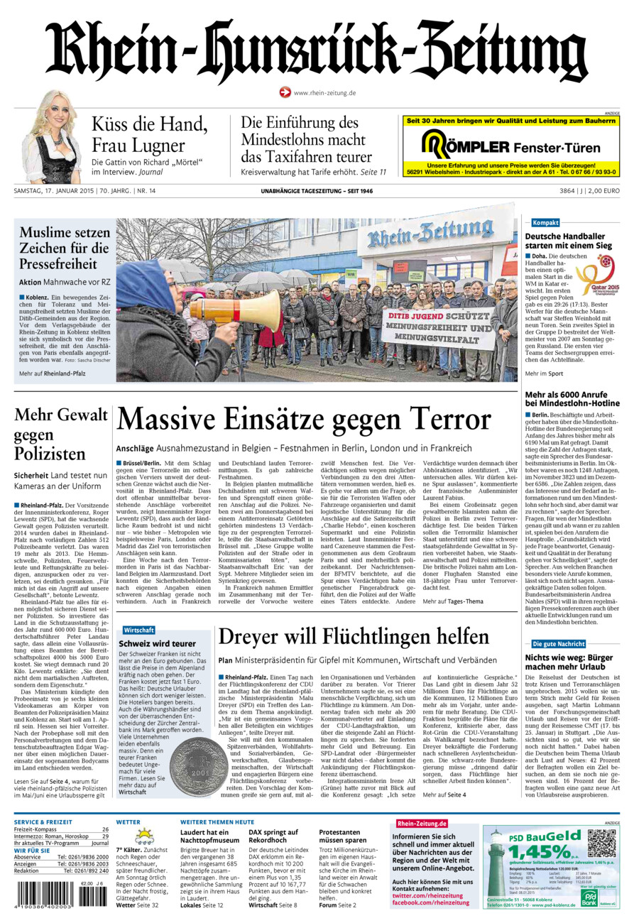 Rhein-Hunsrück-Zeitung vom Samstag, 17.01.2015