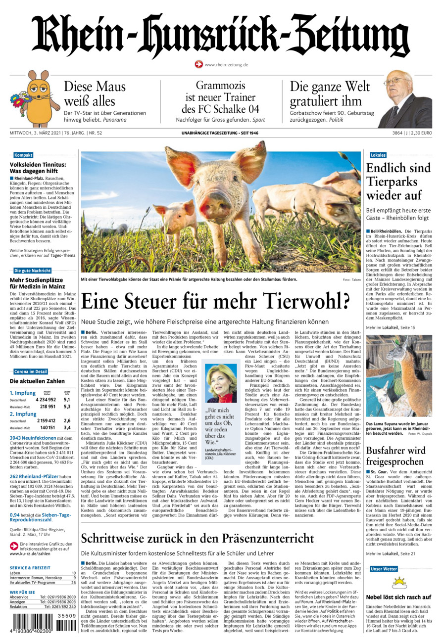 Rhein-Hunsrück-Zeitung vom Mittwoch, 03.03.2021