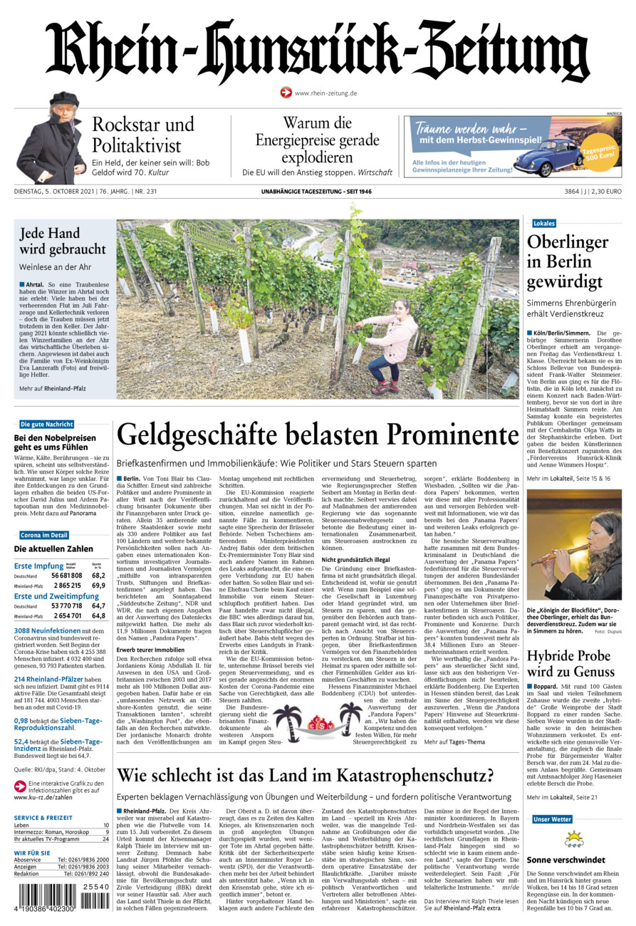 Rhein-Hunsrück-Zeitung vom Dienstag, 05.10.2021