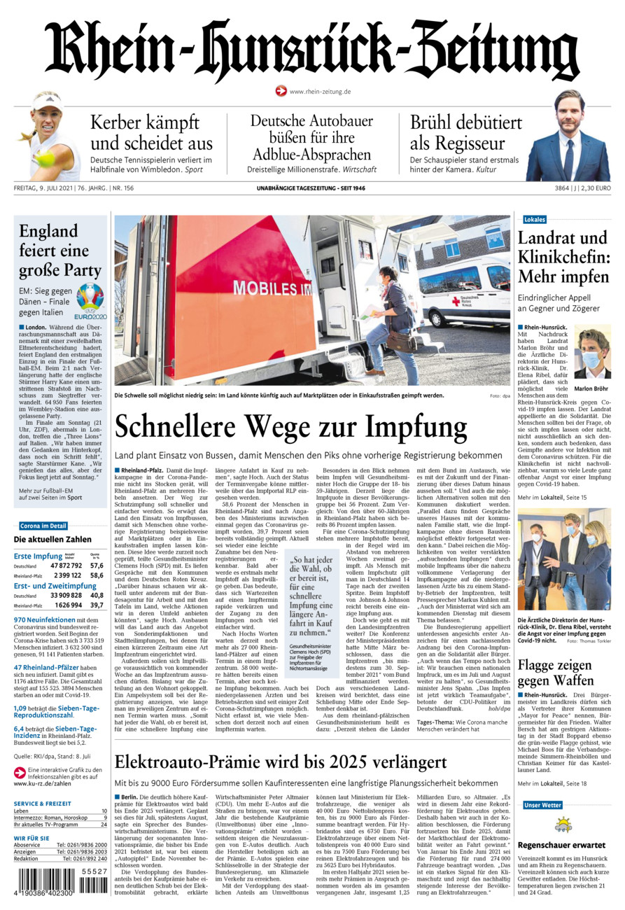 Rhein-Hunsrück-Zeitung vom Freitag, 09.07.2021