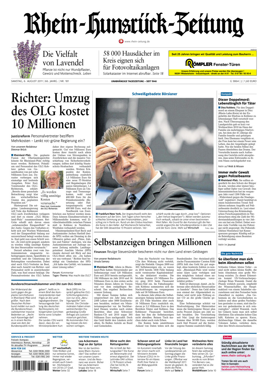Rhein-Hunsrück-Zeitung vom Samstag, 06.08.2011