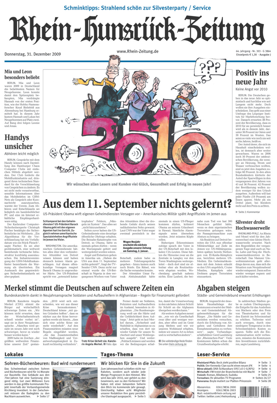 Rhein-Hunsrück-Zeitung vom Donnerstag, 31.12.2009
