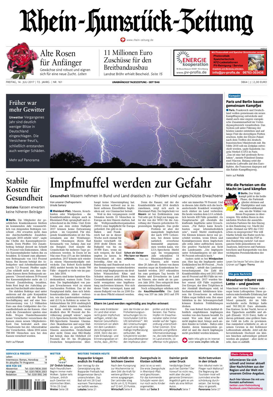 Rhein-Hunsrück-Zeitung vom Freitag, 14.07.2017