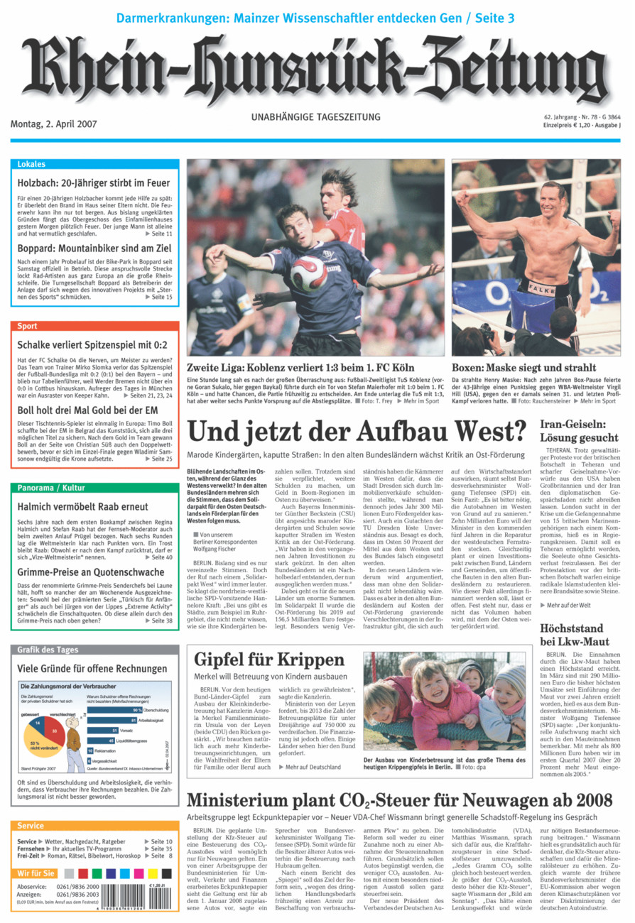 Rhein-Hunsrück-Zeitung vom Montag, 02.04.2007