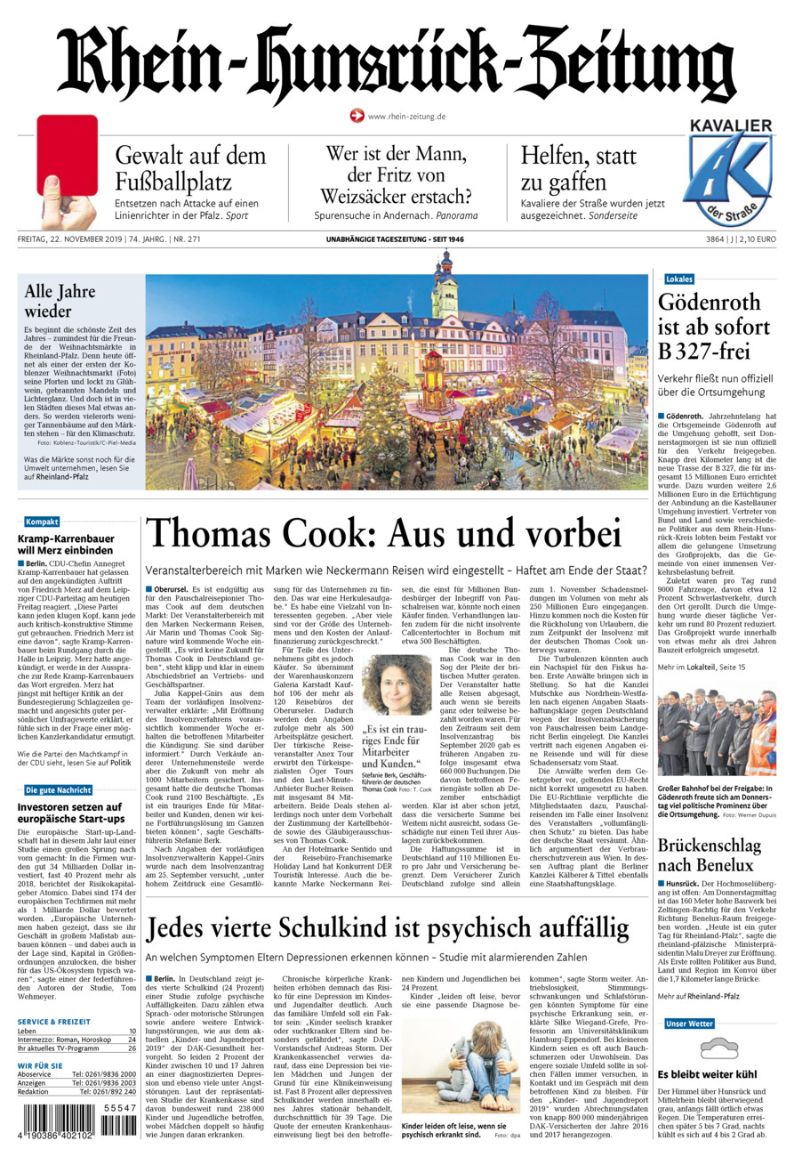 Rhein-Hunsrück-Zeitung vom Freitag, 22.11.2019
