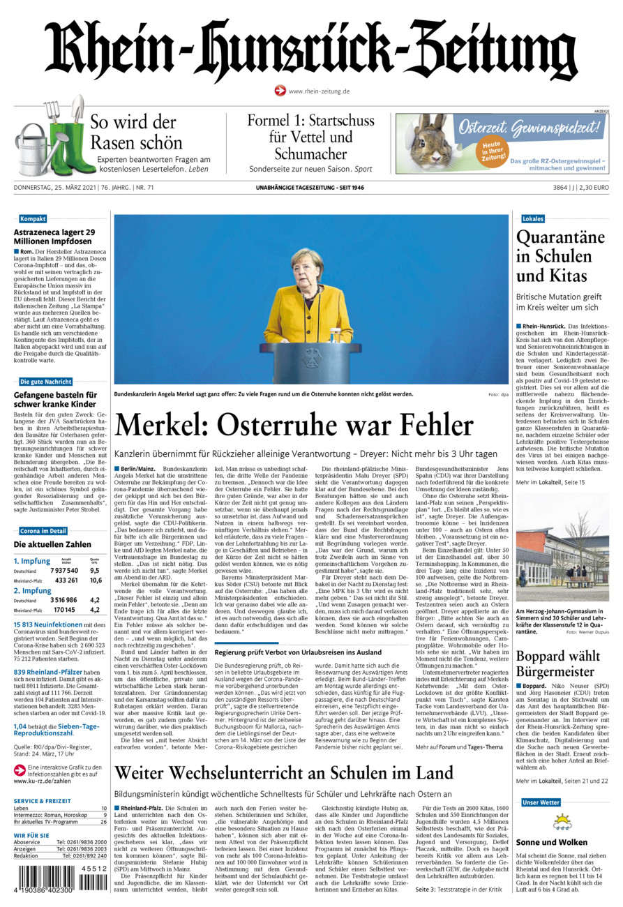 Rhein-Hunsrück-Zeitung vom Donnerstag, 25.03.2021