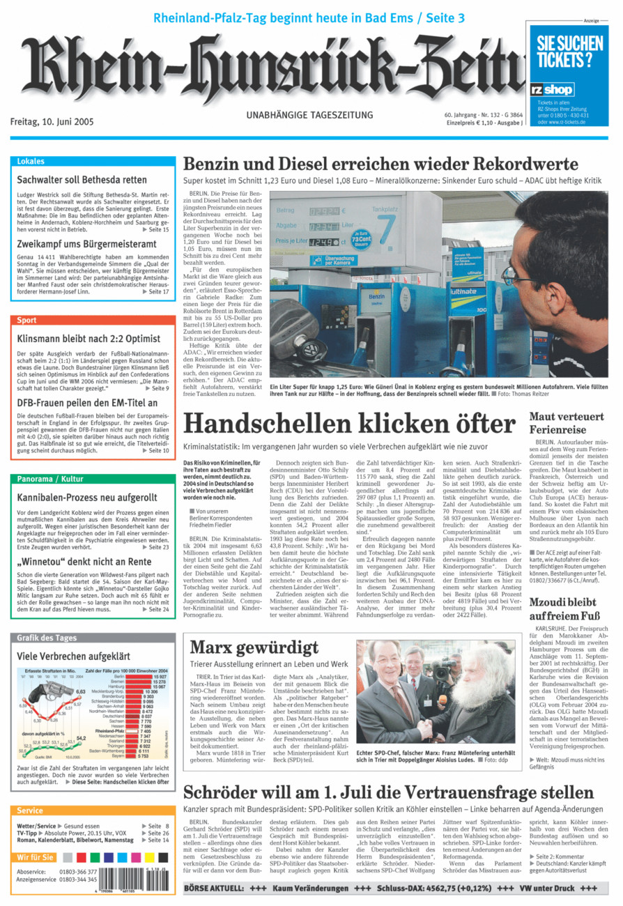 Rhein-Hunsrück-Zeitung vom Freitag, 10.06.2005