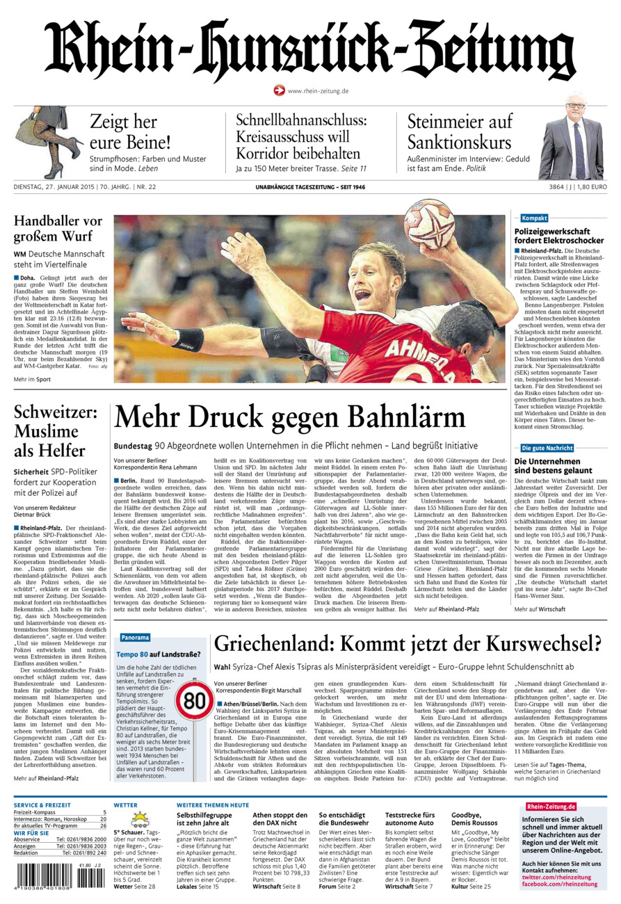 Rhein-Hunsrück-Zeitung vom Dienstag, 27.01.2015