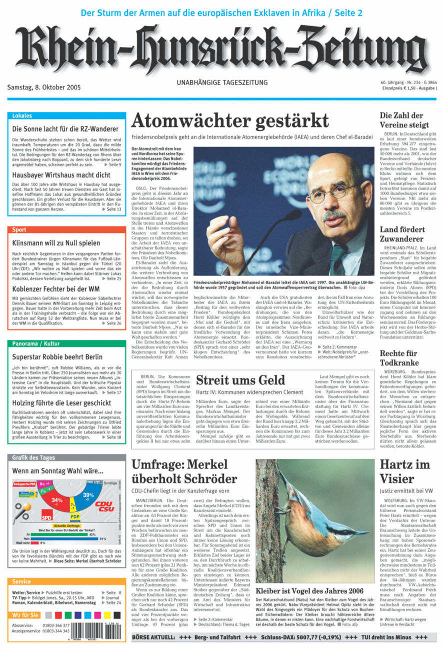 Rhein-Hunsrück-Zeitung vom Samstag, 08.10.2005