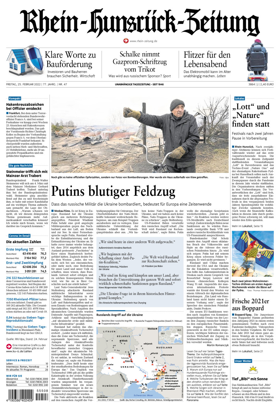Rhein-Hunsrück-Zeitung vom Freitag, 25.02.2022