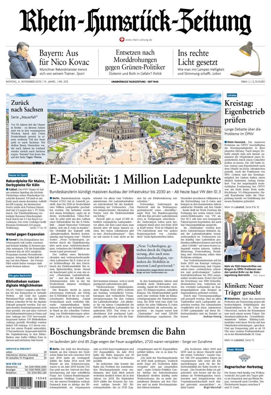 Rhein-Hunsrück-Zeitung vom Montag, 04.11.2019