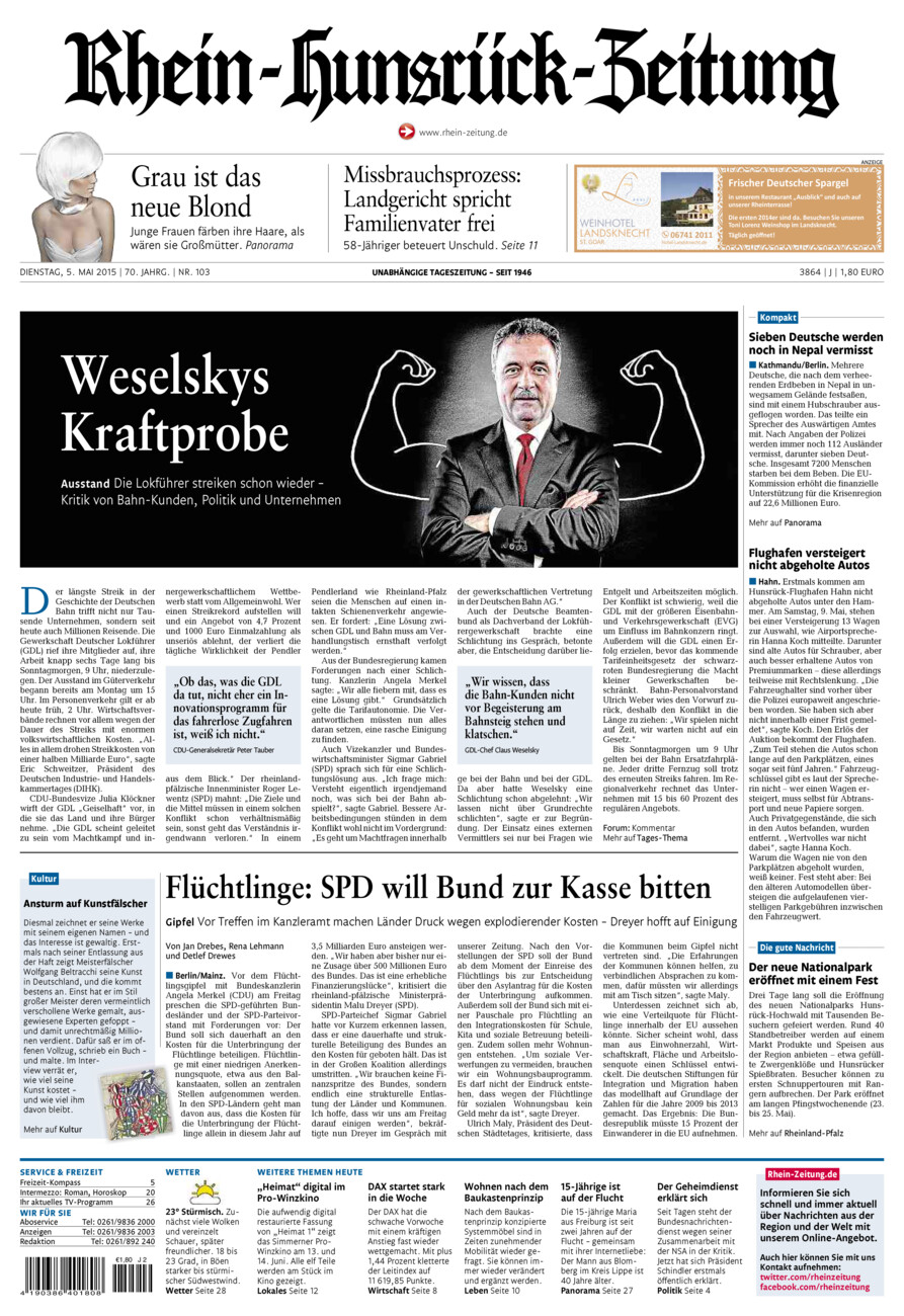 Rhein-Hunsrück-Zeitung vom Dienstag, 05.05.2015