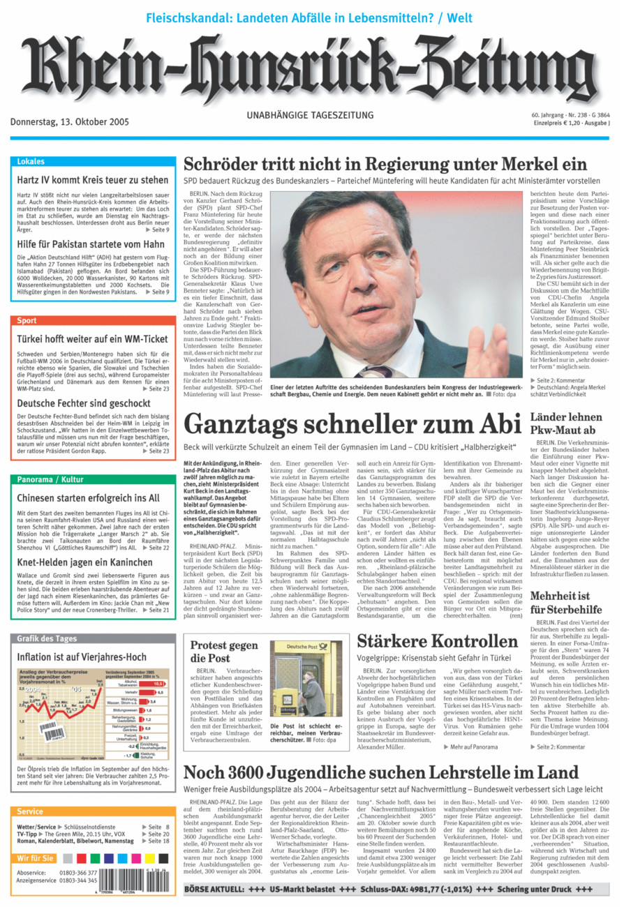 Rhein-Hunsrück-Zeitung vom Donnerstag, 13.10.2005