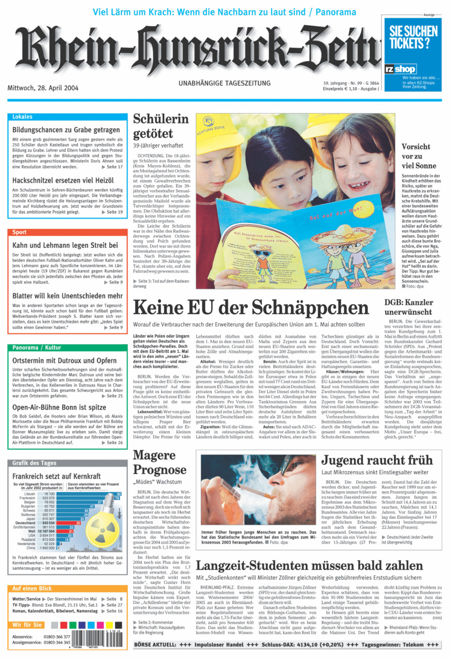 Rhein-Hunsrück-Zeitung vom Mittwoch, 28.04.2004